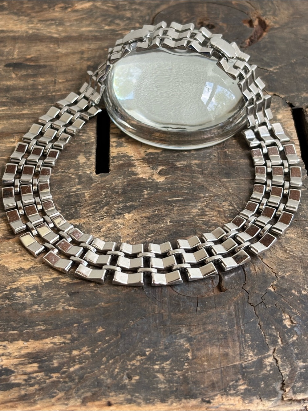 Vintage Monet chain Necklace costume jewelry signed silver tone